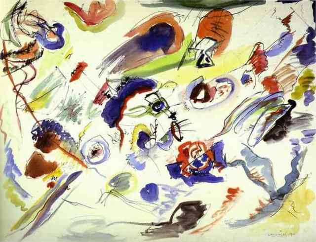 Kandinsky, Première oeuvre non figurative, aquarelle, 1910